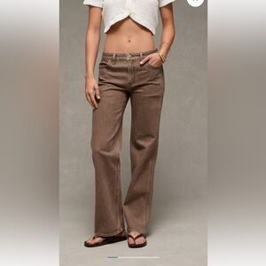 AE Stretch High-Waisted Stovepipe Jean in Brown